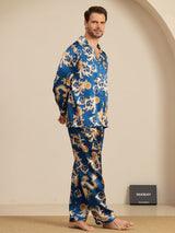 [Drago Navy] SilkSilky-IT Long Sleeve Lapel Collar Pigiami da uomo 005