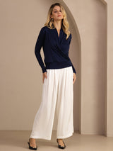 [Blu Scuro] SilkSilky-IT Long Sleeve Bluse 007