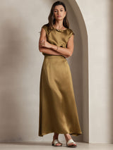 [Marrone] SilkSilky-IT Cap Sleeve Round Neck Magliette donna 007