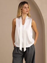 [Bianco] SilkSilky-IT Sleeveless Tie Neck Cami 003