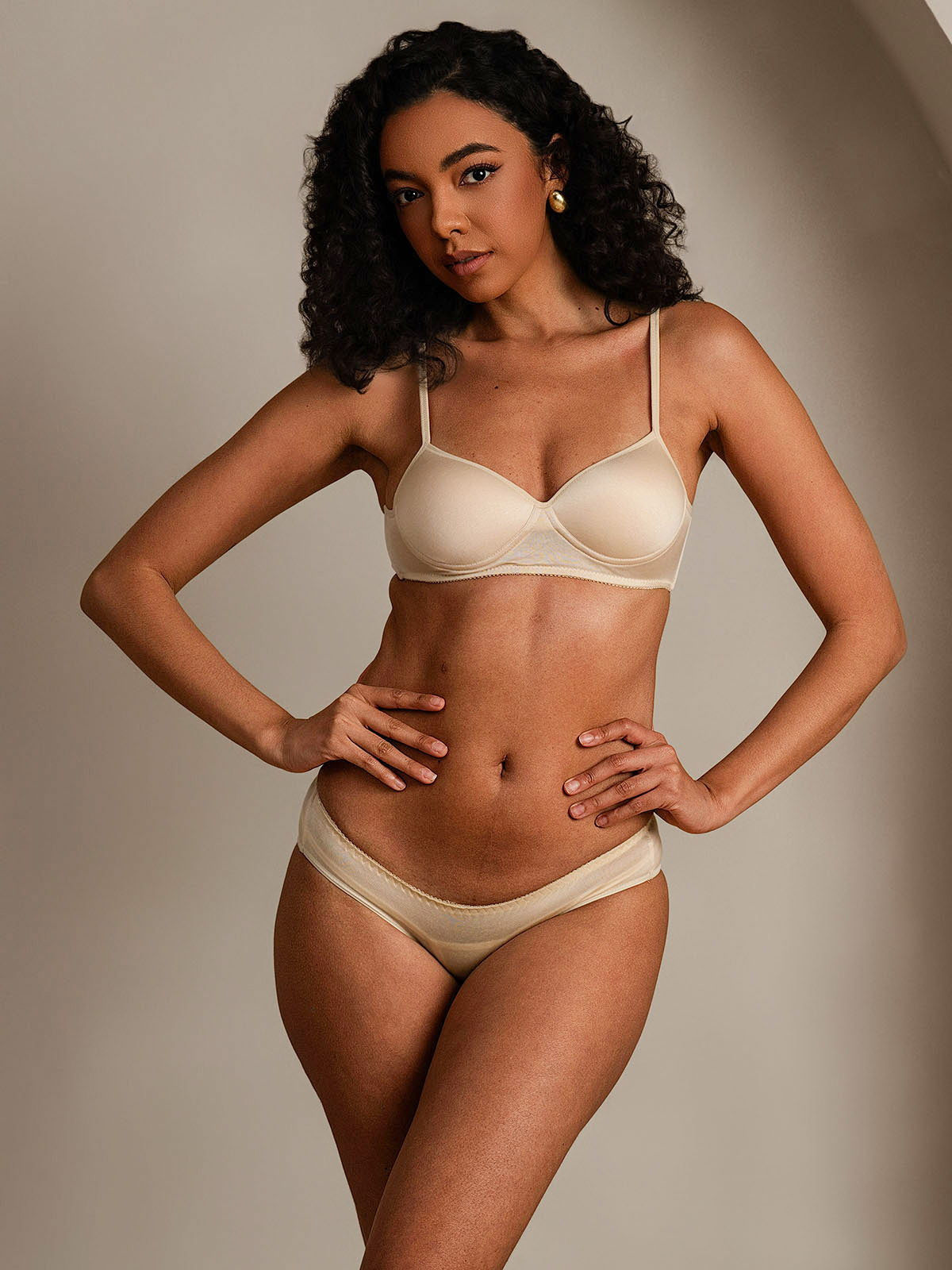 SilkSilky-IT Maglia di seta Bra&Panty Set Beige 003