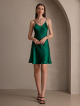 [Verde Scuro] SilkSilky-IT Sleeveless V Neck Vestiti da donna 001