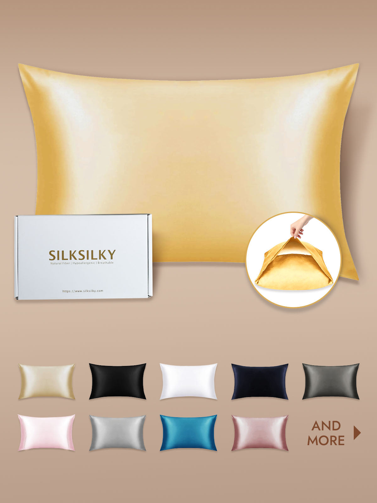 [Champagne] SilkSilky-IT 22Momme Seta pura Pillowcase 001