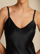 [Nero] SilkSilky-IT Sleeveless V Neck Vestiti da donna 005