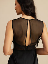 [Nero] SilkSilky-IT Sleeveless Illusion Neck Vestiti da donna 006