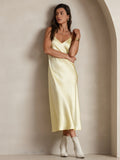 SilkSilky-IT Seta pura Senza maniche Dress Giallo 006