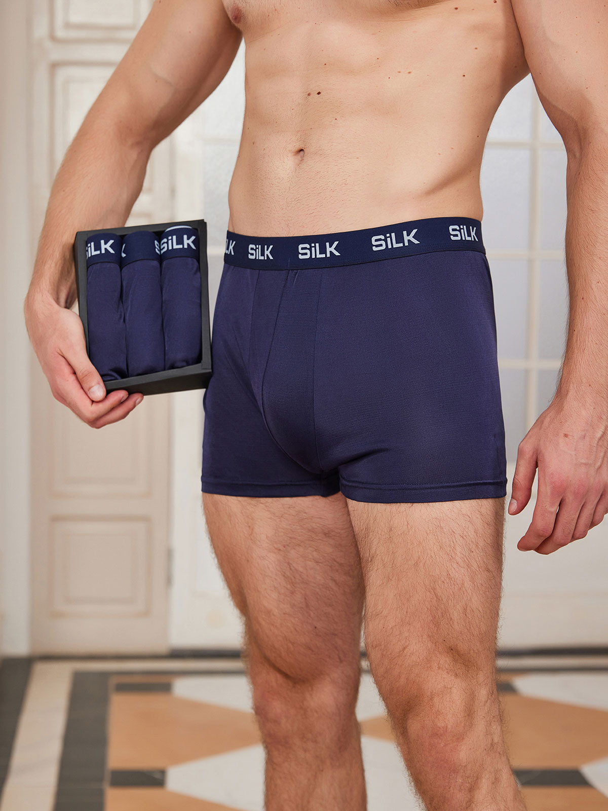 [Blu Scuro] SilkSilky-IT Seta pura Mens Underwear 003