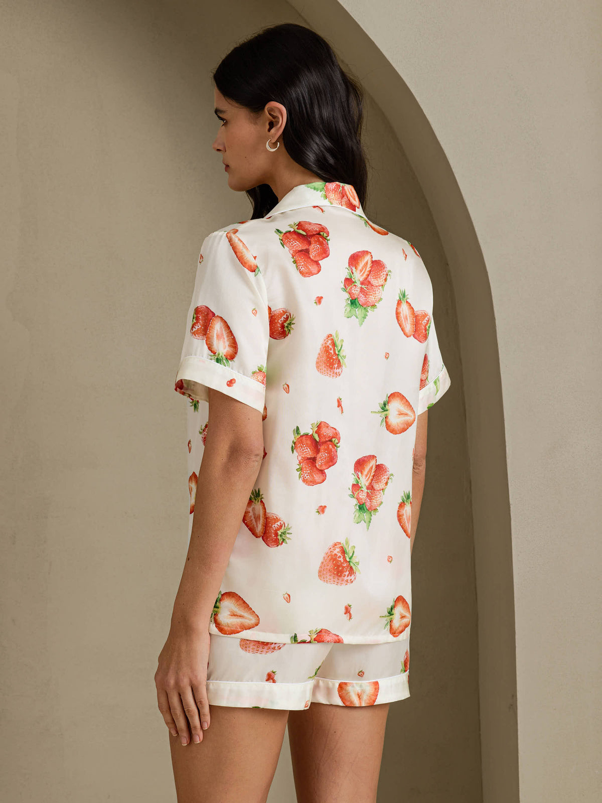 [Fragola Bianca] SilkSilky-IT Short Sleeve Notch Collar Pigiami da donna 002
