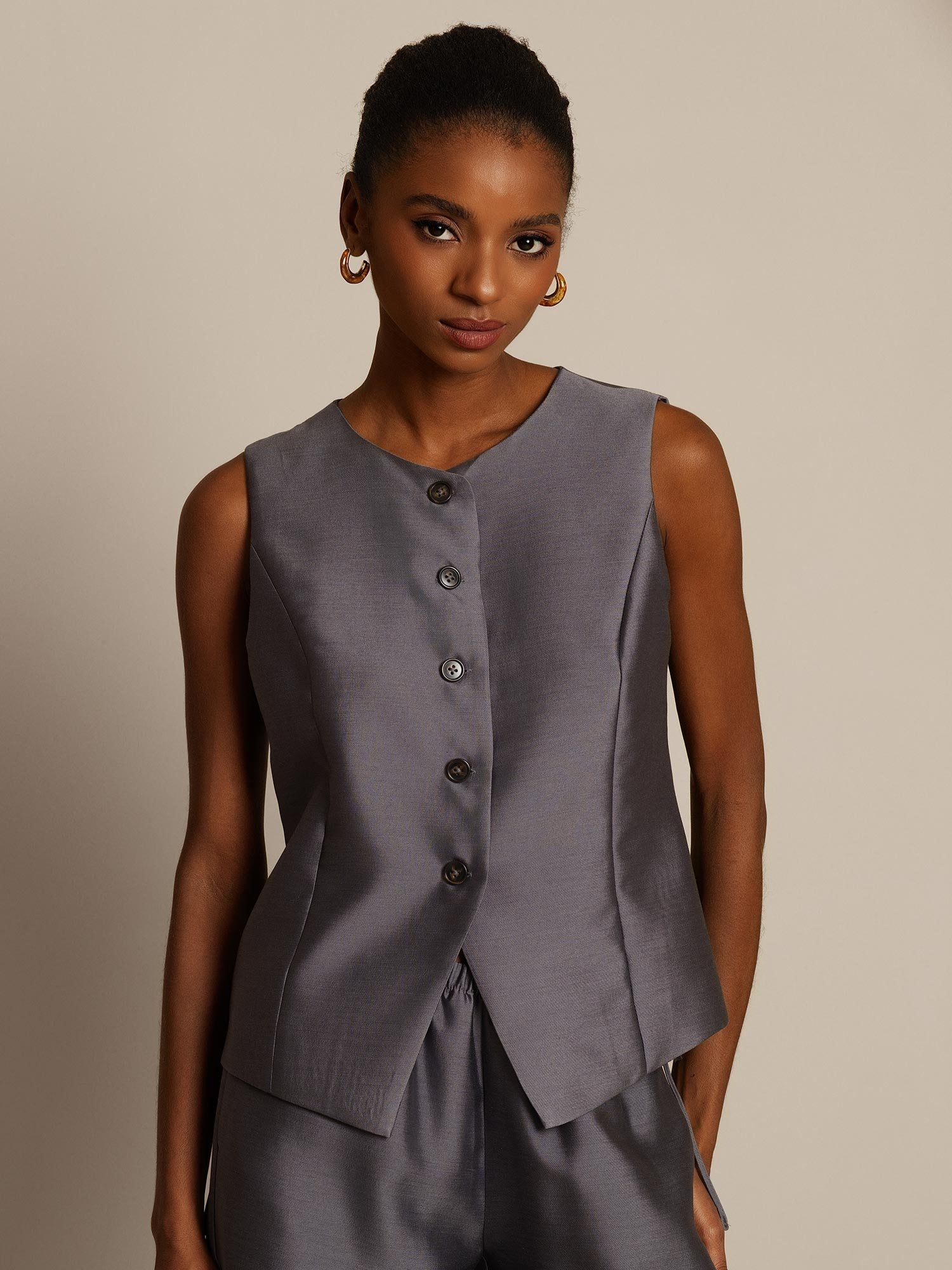 [Grigio] SilkSilky-IT 32Momme Seta Womens Vest 003,