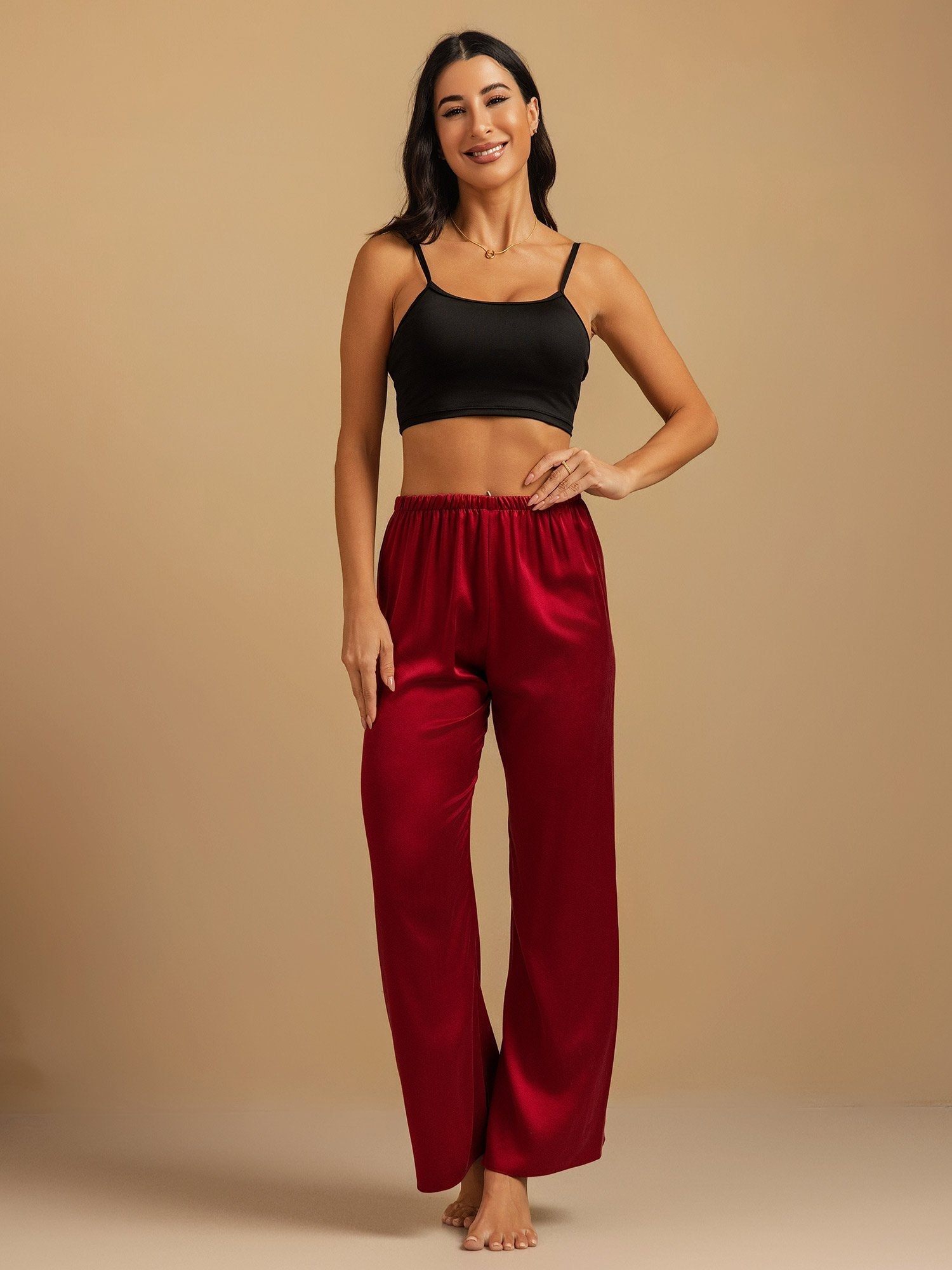 [Vino] SilkSilky-IT 19Momme Seta Womens Sleep Bottoms 009,