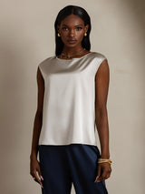 [Grigio Chiaro] SilkSilky-IT Cap Sleeve Round Neck Magliette donna 001