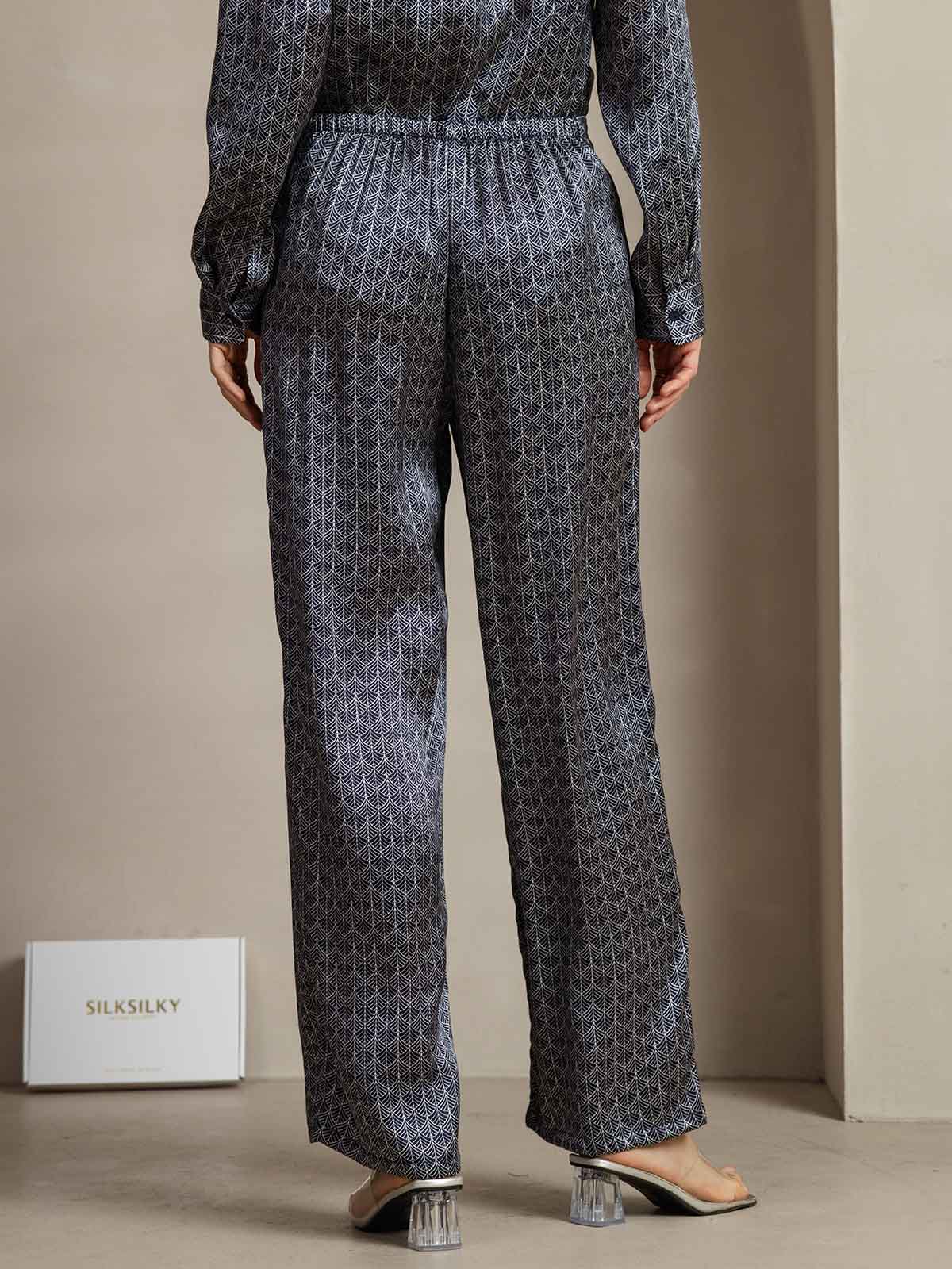 [Ginkgo Blu Navy] SilkSilky-IT 19Momme Seta Womens Pants 002