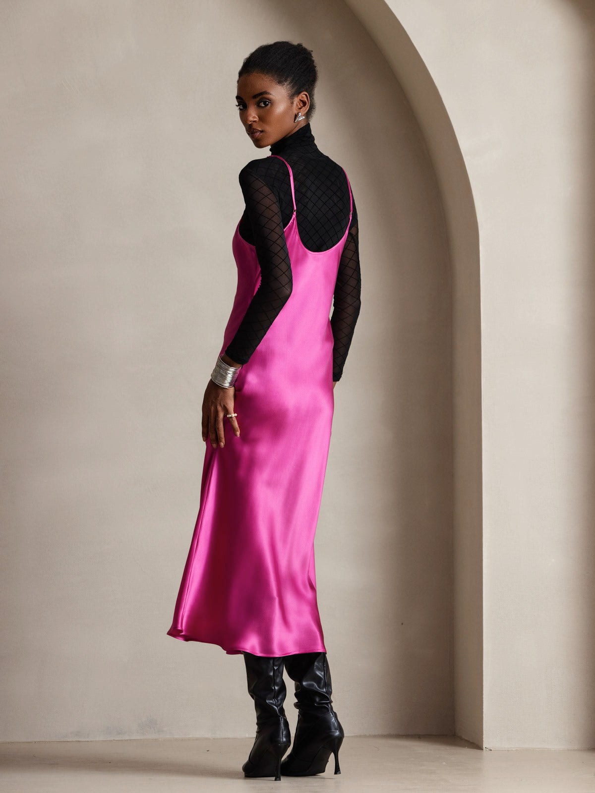 [Rosa Rossa] SilkSilky-IT Senza maniche Vestiti da donna 002