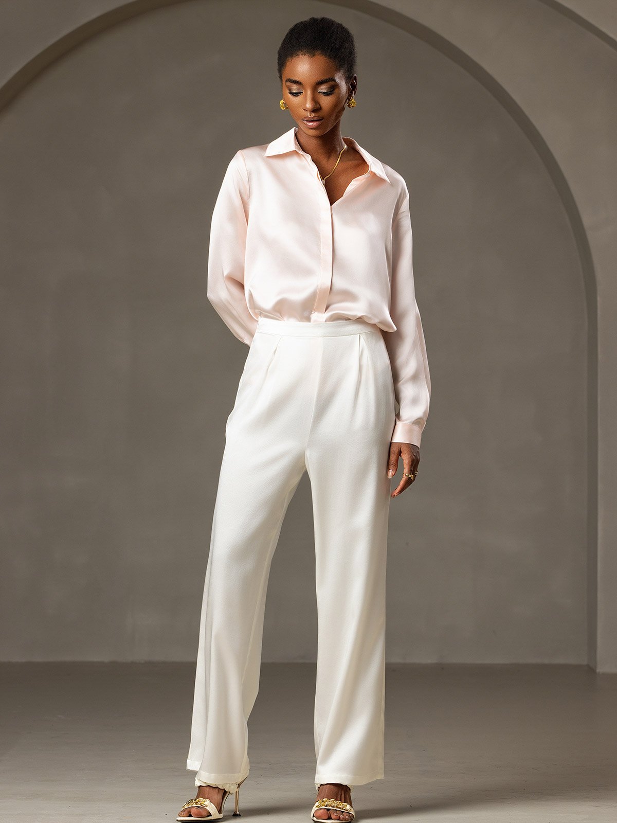 [Bianco] SilkSilky-IT 19Momme Seta Womens Pants 004
