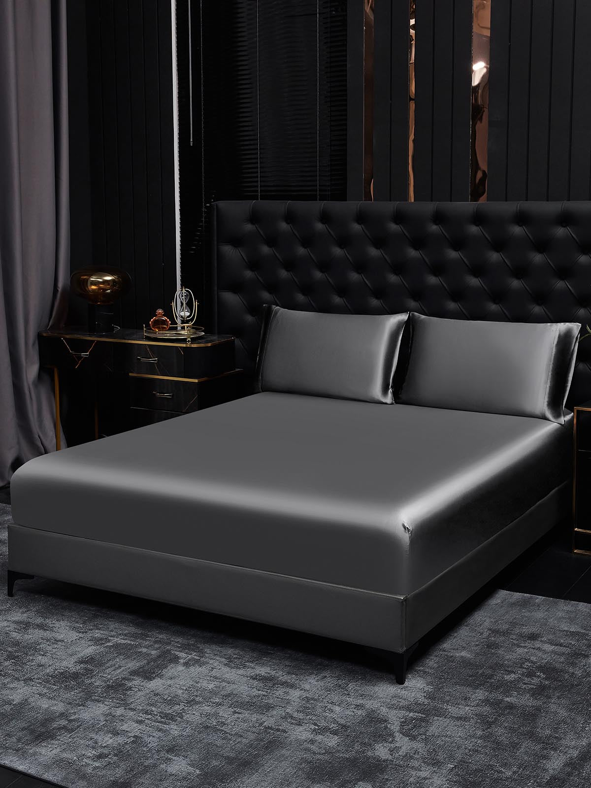 [Grigio Scuro] SilkSilky-IT 19Momme Seta pura Bedding Set 001