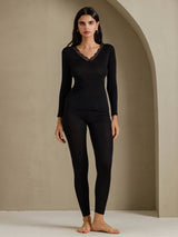 [Nero] SilkSilky-IT Long Sleeve V Neck Intimo Lungo Donna 001