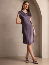 [Grigio Porpora] SilkSilky-IT Cap Sleeve V Neck Camicia da notte 001