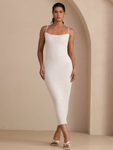 [Bianco] SilkSilky-IT Square Neck Vestiti da donna 007
