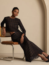 [Nero] SilkSilky-IT Seta Pura Manica lunga Womens Outfit Sets 006