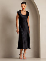 [Nero] SilkSilky-IT Cap Sleeve Vestiti da donna 007