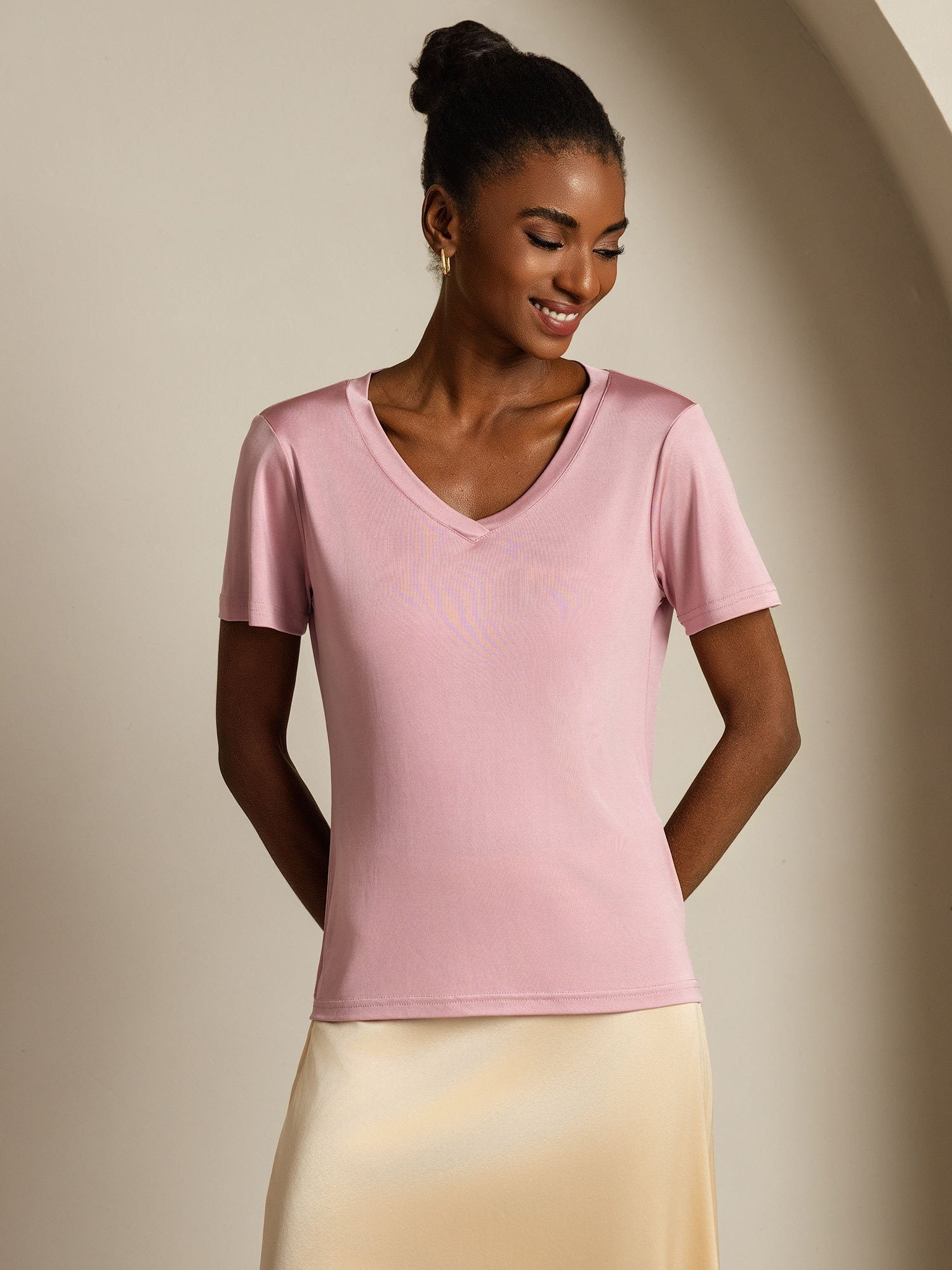 [MalvaPallido] SilkSilky-IT Seta pura Womens T-Shirt 003