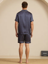 [Catena Blu Navy] SilkSilky-IT Short Sleeve Lapel Collar Pigiami da uomo 002