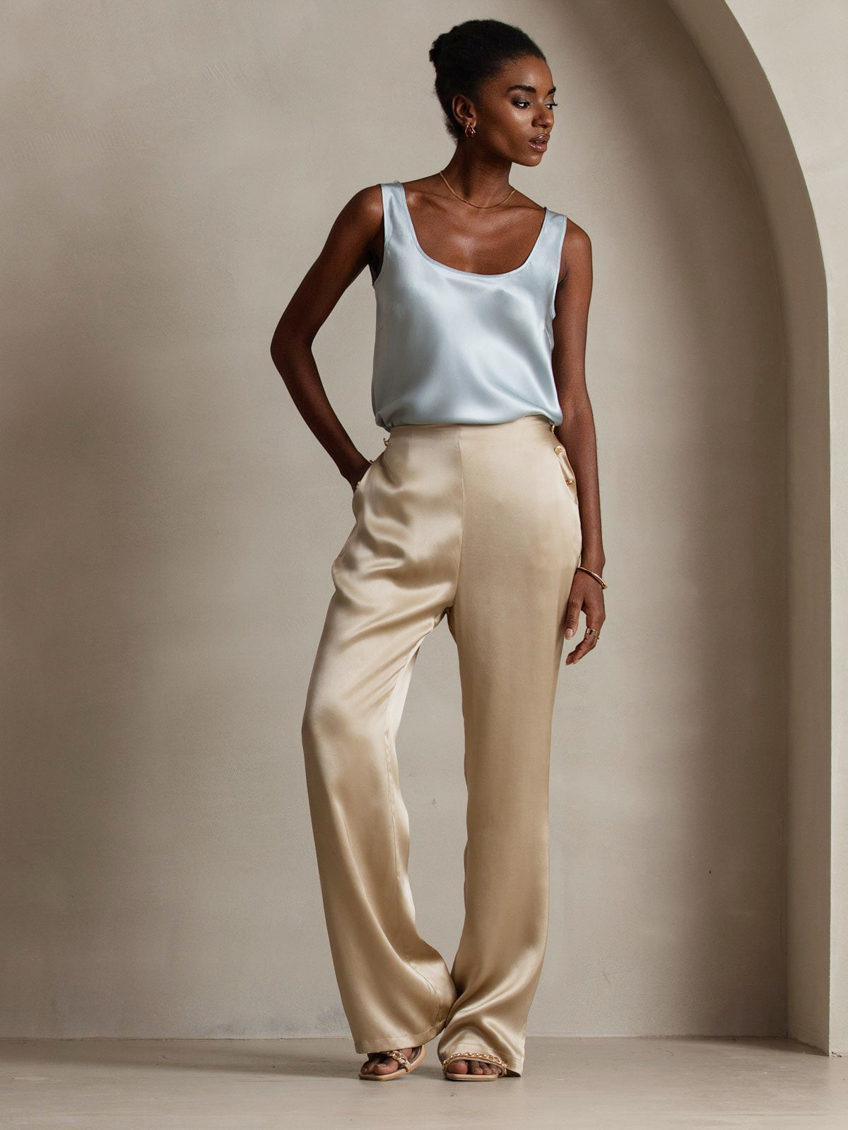 [Champagne] SilkSilky-IT 19Momme Seta Womens Pants 011
