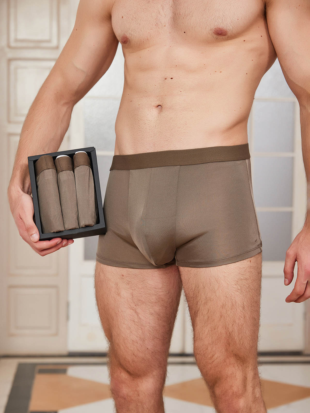 [Caffè] SilkSilky-IT Seta pura Mens Underwear 001
