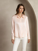[Rosa Chiaro] SilkSilky-IT Long Sleeve Lapel Collar Camicie da donna 001