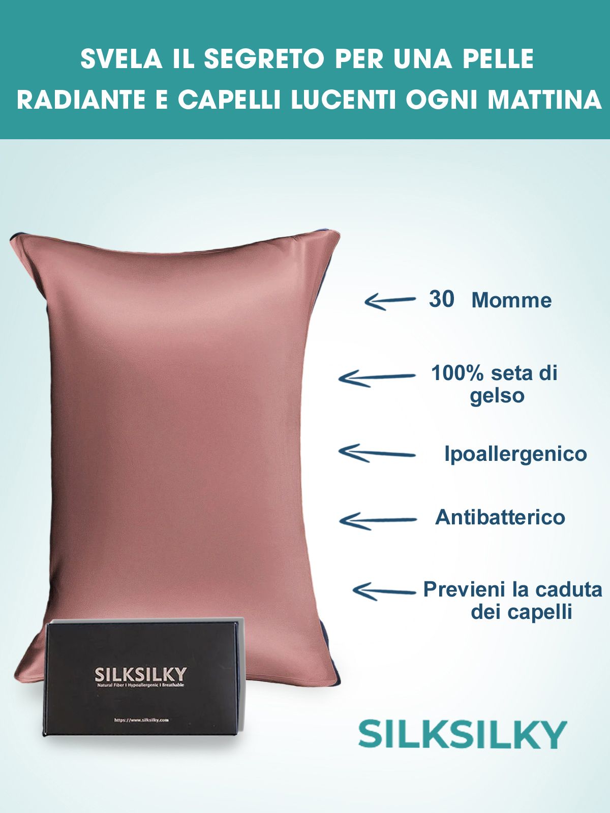 SilkSilky IT 30Momme Seta pura Pillowcase MalvaPallido 003