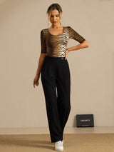 [Tigre] SilkSilky-IT Manga media Scollo A Coppa Magliette donna 007
