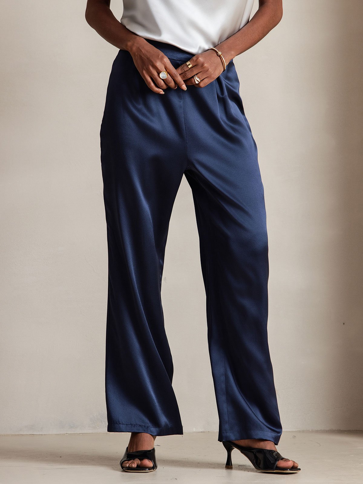 [Blu Scuro] SilkSilky-IT 19Momme Seta Womens Pants 002