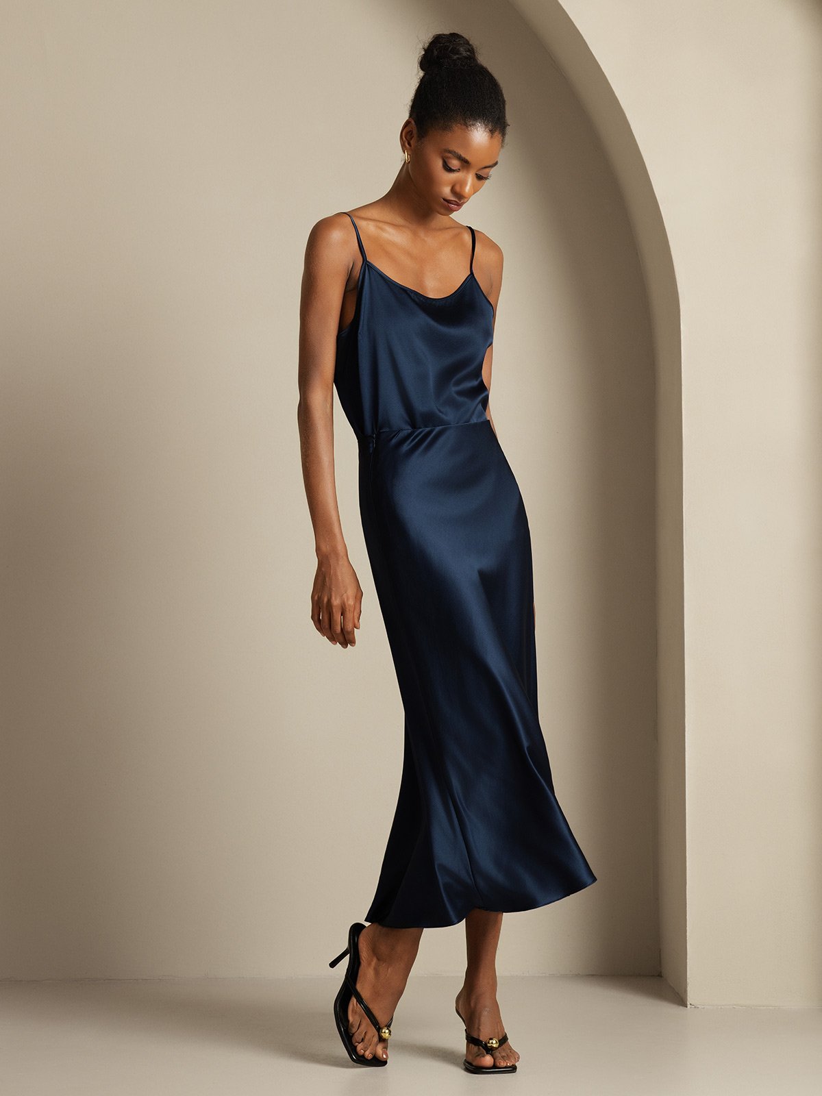 [Blu Scuro] SilkSilky-IT 19Momme Seta pura Womens Outfit Sets 001,