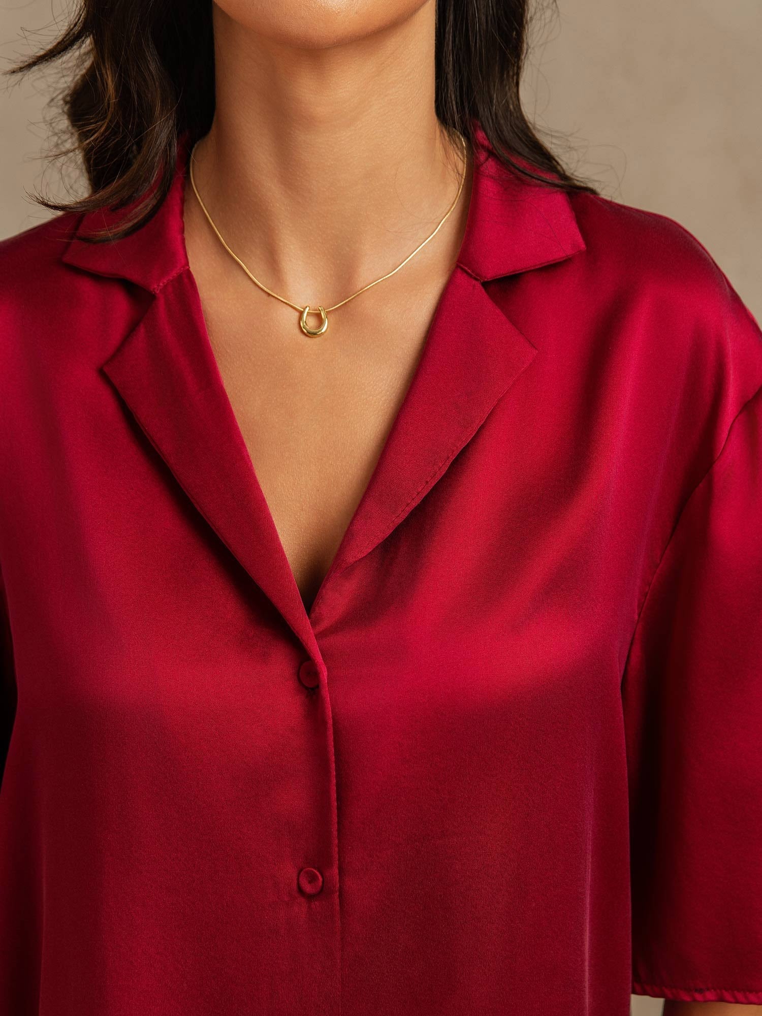 [Vino] SilkSilky-IT 19Momme Seta pura Colletto risvolto Pigiami da donna 004,