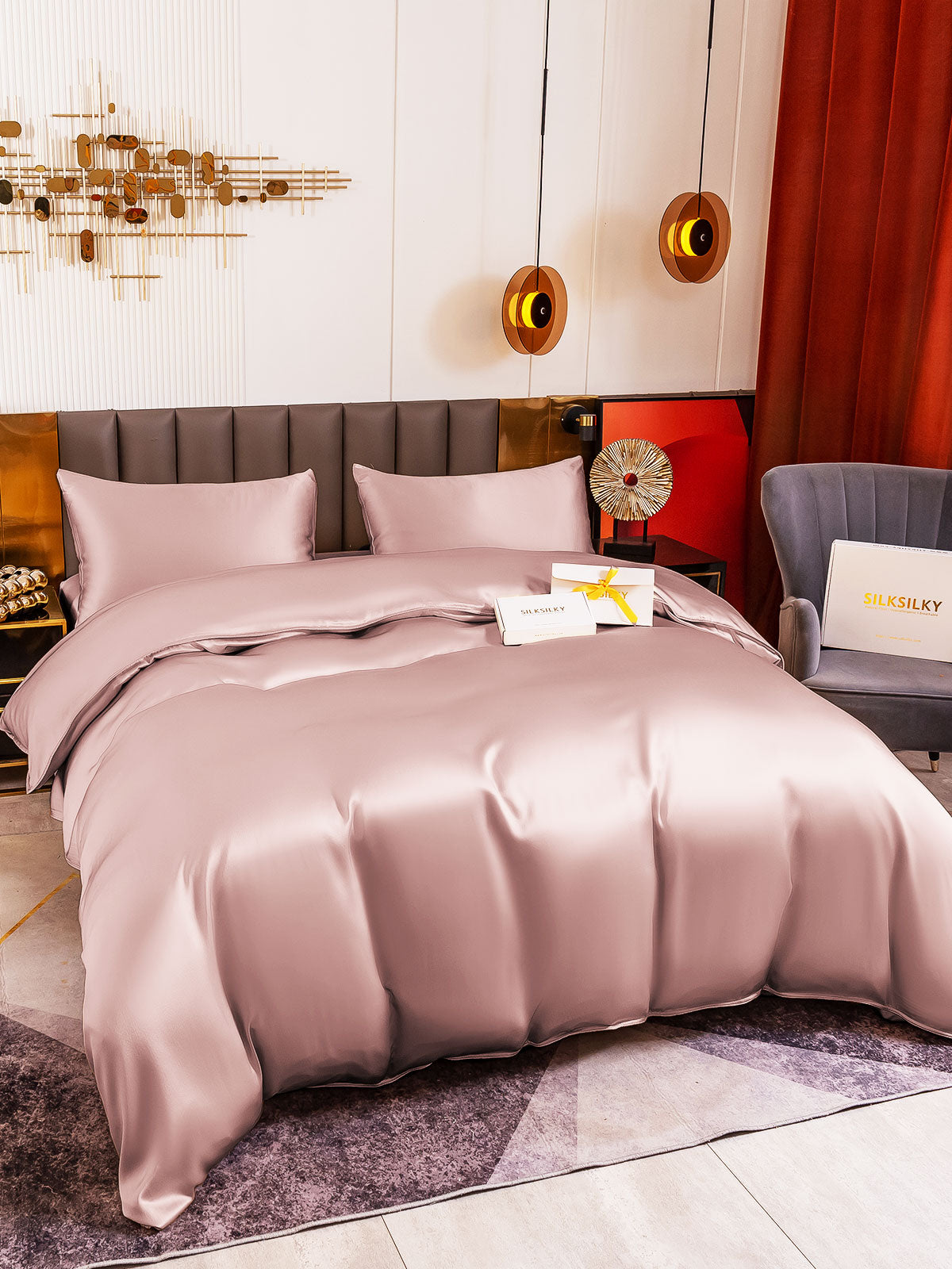 [Malva Pallido] SilkSilky-IT 19Momme Seta pura Bedding Set 001