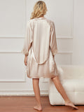 SilkSilky IT A tre quarti Nightgown&Robe Set Avorio 002