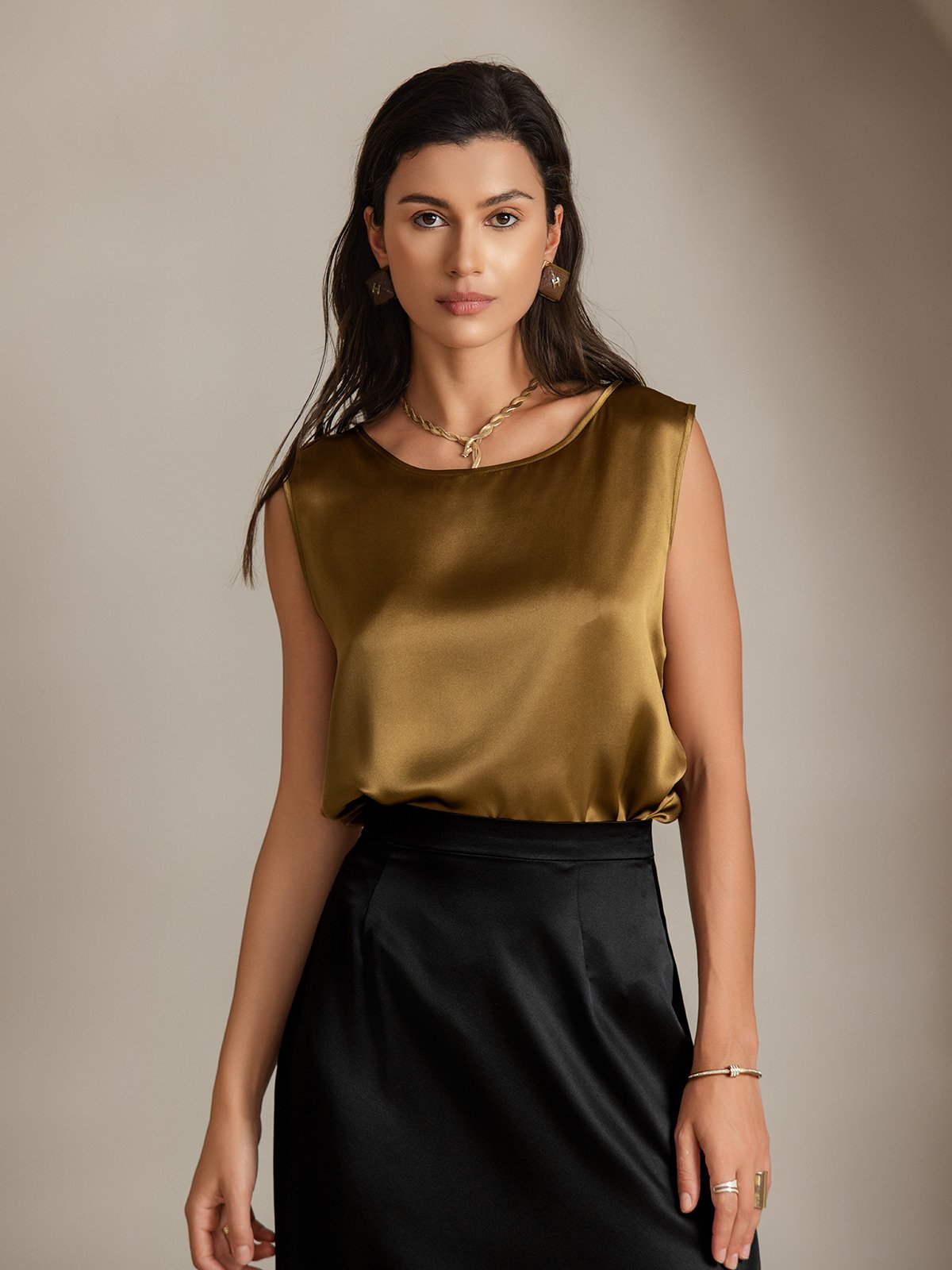 [Marrone] SilkSilky-IT 19Momme Seta Camisoles 003