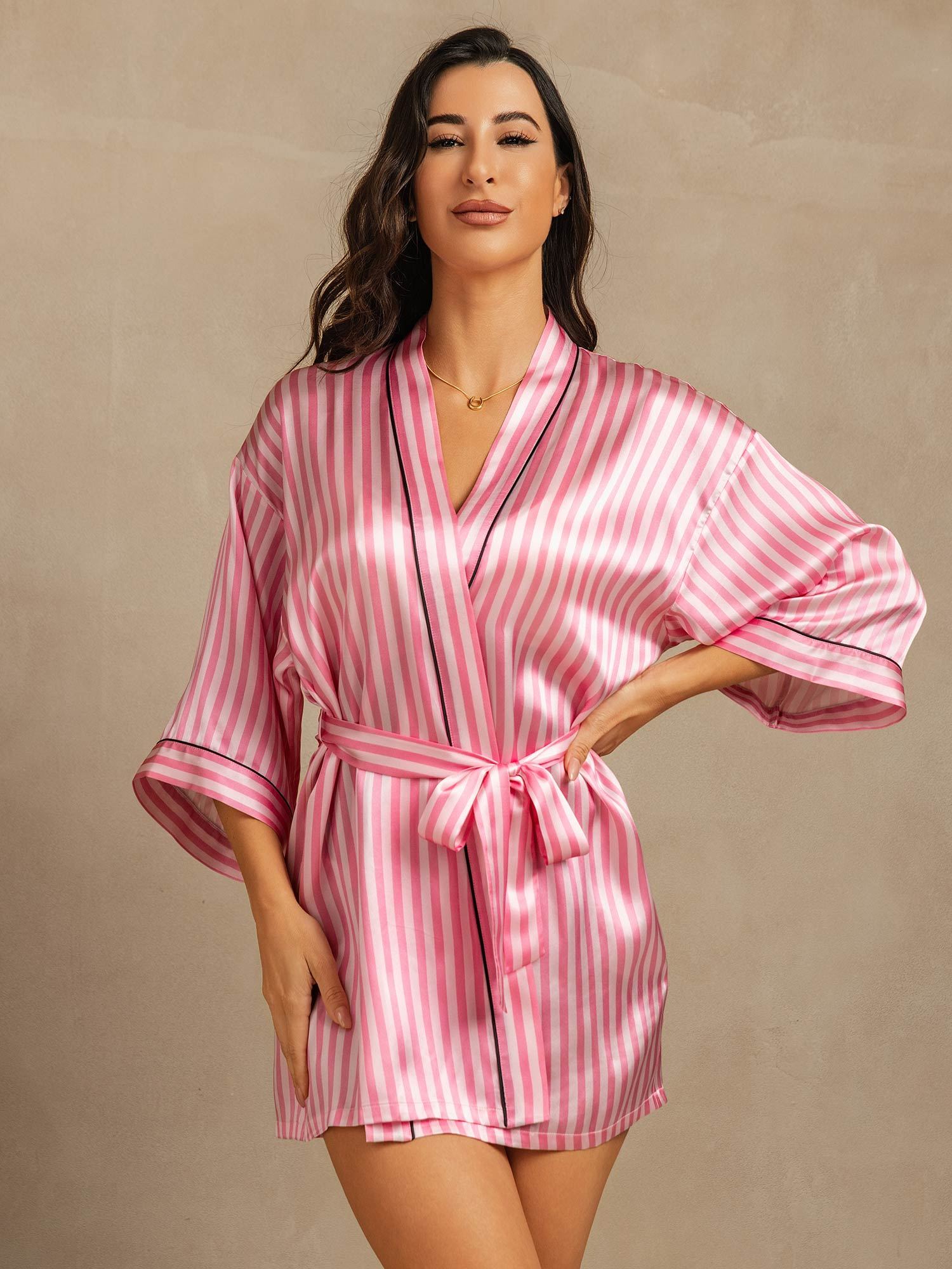 [Rosa] SilkSilky-IT Seta pura Womens Robe 003