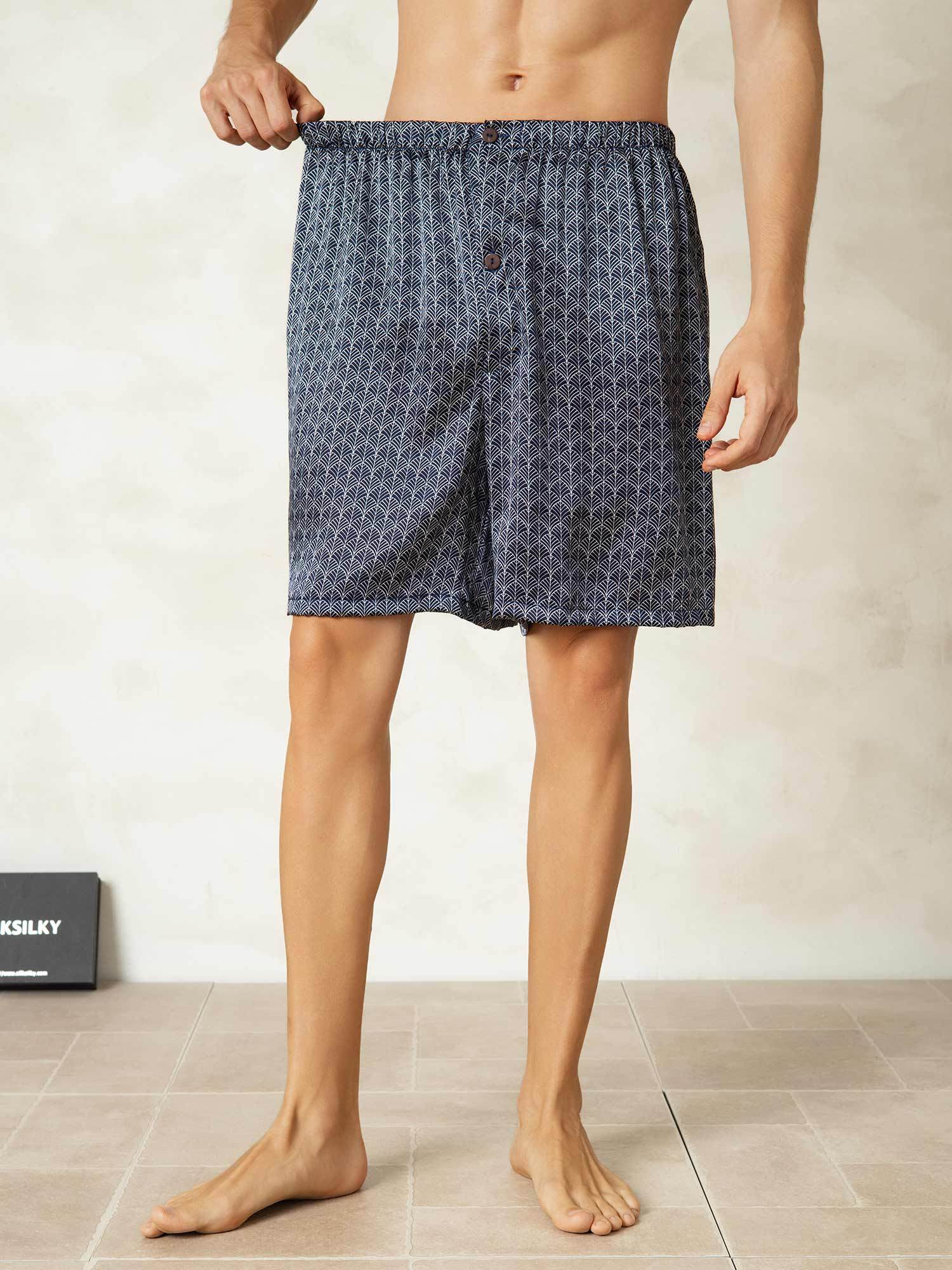 [Ginkgo Blu Navy] SilkSilky-IT Seta pura Mens Sleep Bottoms 005,