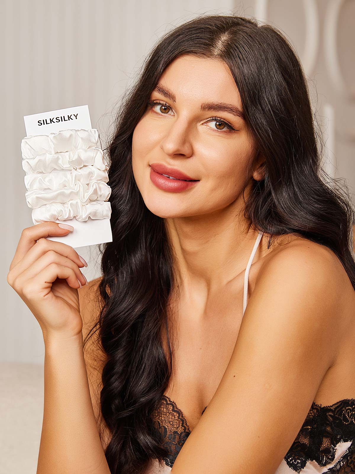 [Bianco] SilkSilky-IT 19Momme Seta pura Scrunchie 001