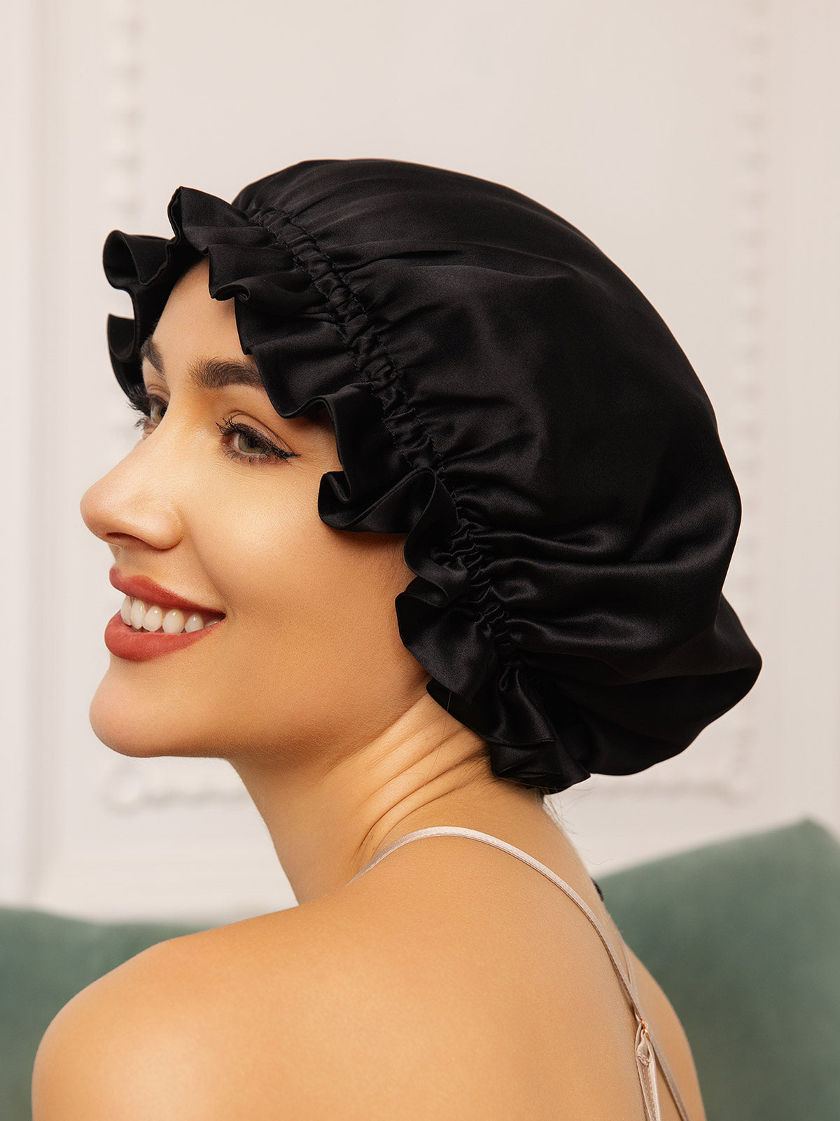 SilkSilky-IT Seta pura Sleep Cap Nero 001