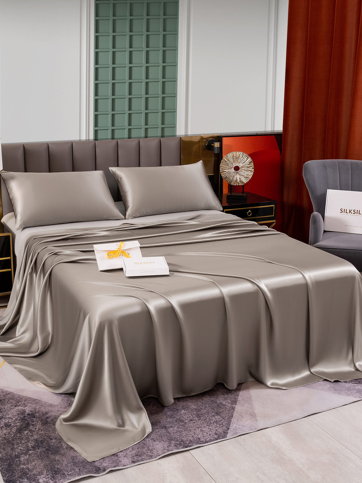 [Grigio] SilkSilky-IT 25Momme Seta pura Bedding Set 003
