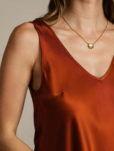[Caramello] SilkSilky-IT Sleeveless V Neck Cami 005