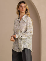 [Fiore di Salvia] SilkSilky-IT Long Sleeve Lapel Collar Camicette 004