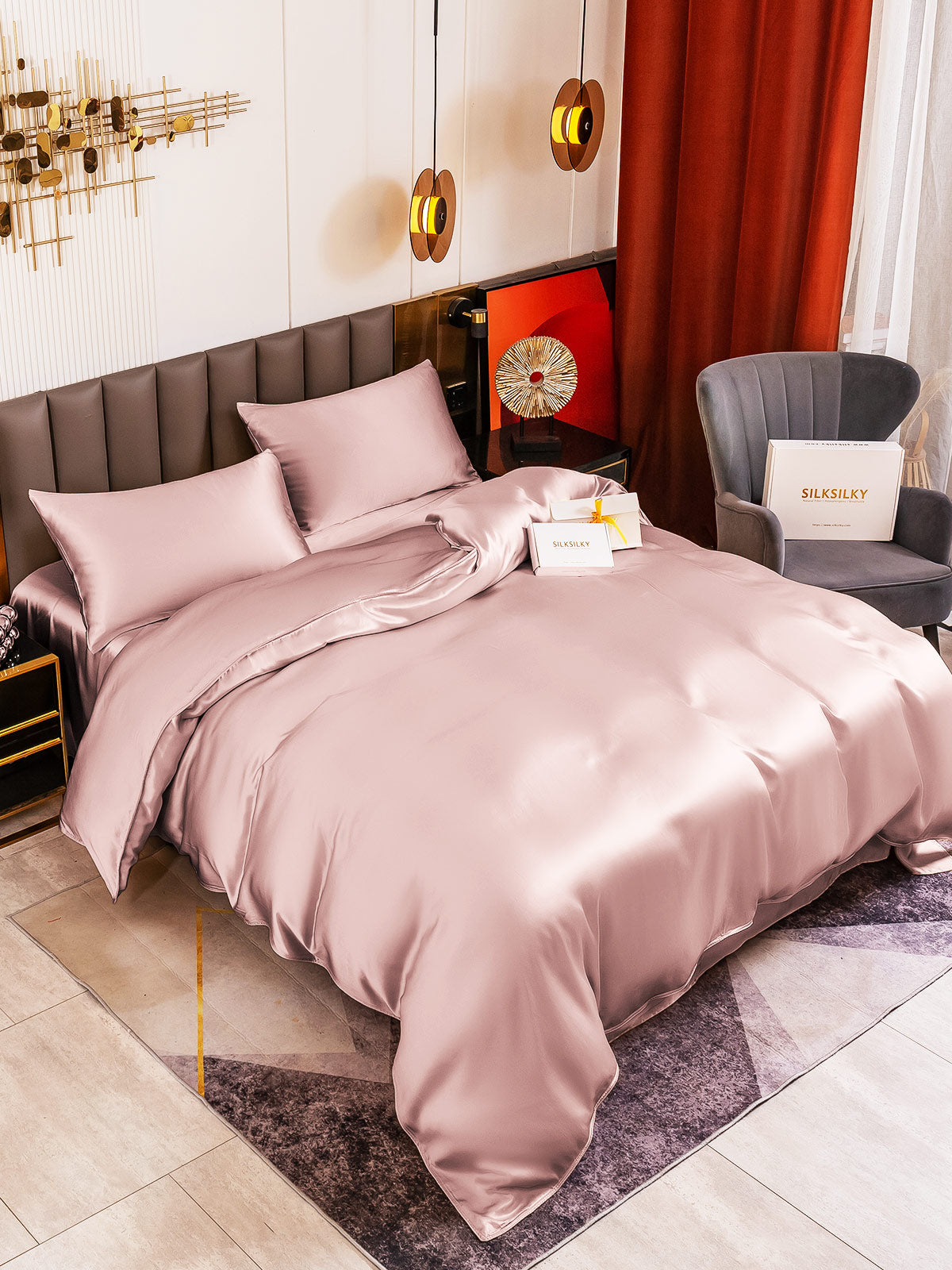 [Malva Pallido] SilkSilky-IT 19Momme Seta pura Bedding Set 001