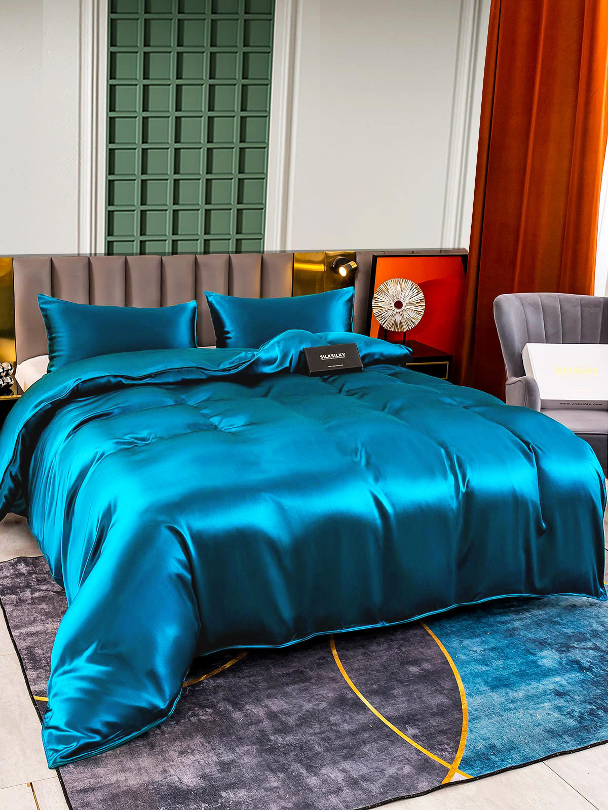 [Verde Acqua] SilkSilky-IT 25Momme Seta pura Bedding Set 004