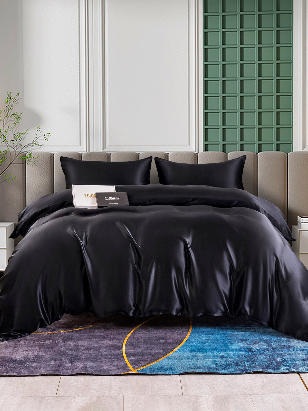 [Nero] SilkSilky-IT 25Momme Set di biancheria da letto 002