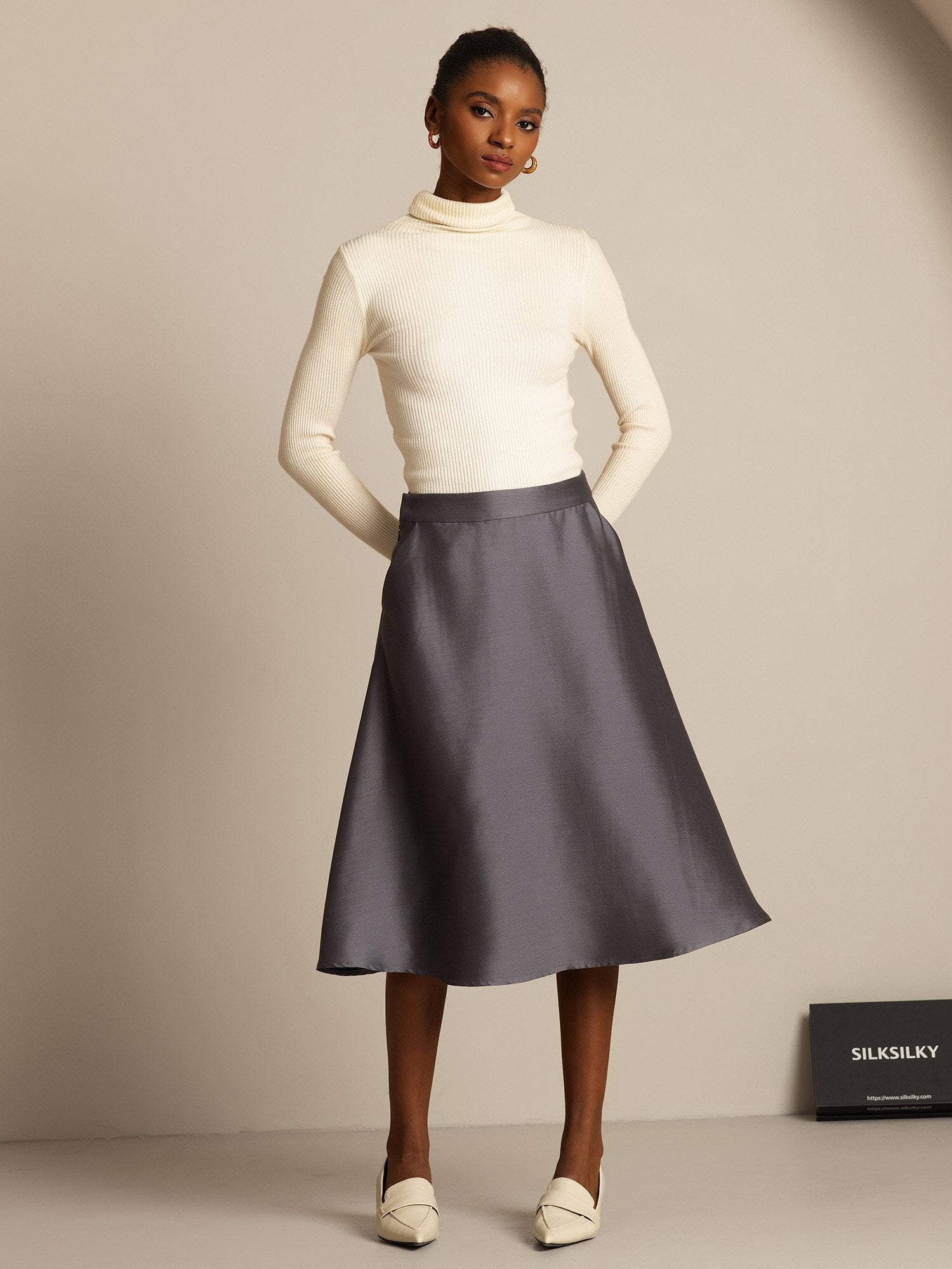 [Grigio] SilkSilky-IT 32Momme Seta Skirt 008