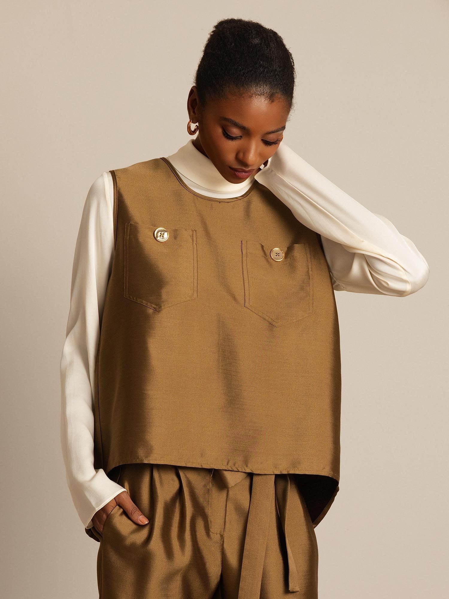 [Bronzo] SilkSilky-IT 32Momme Seta Womens Vest 006,