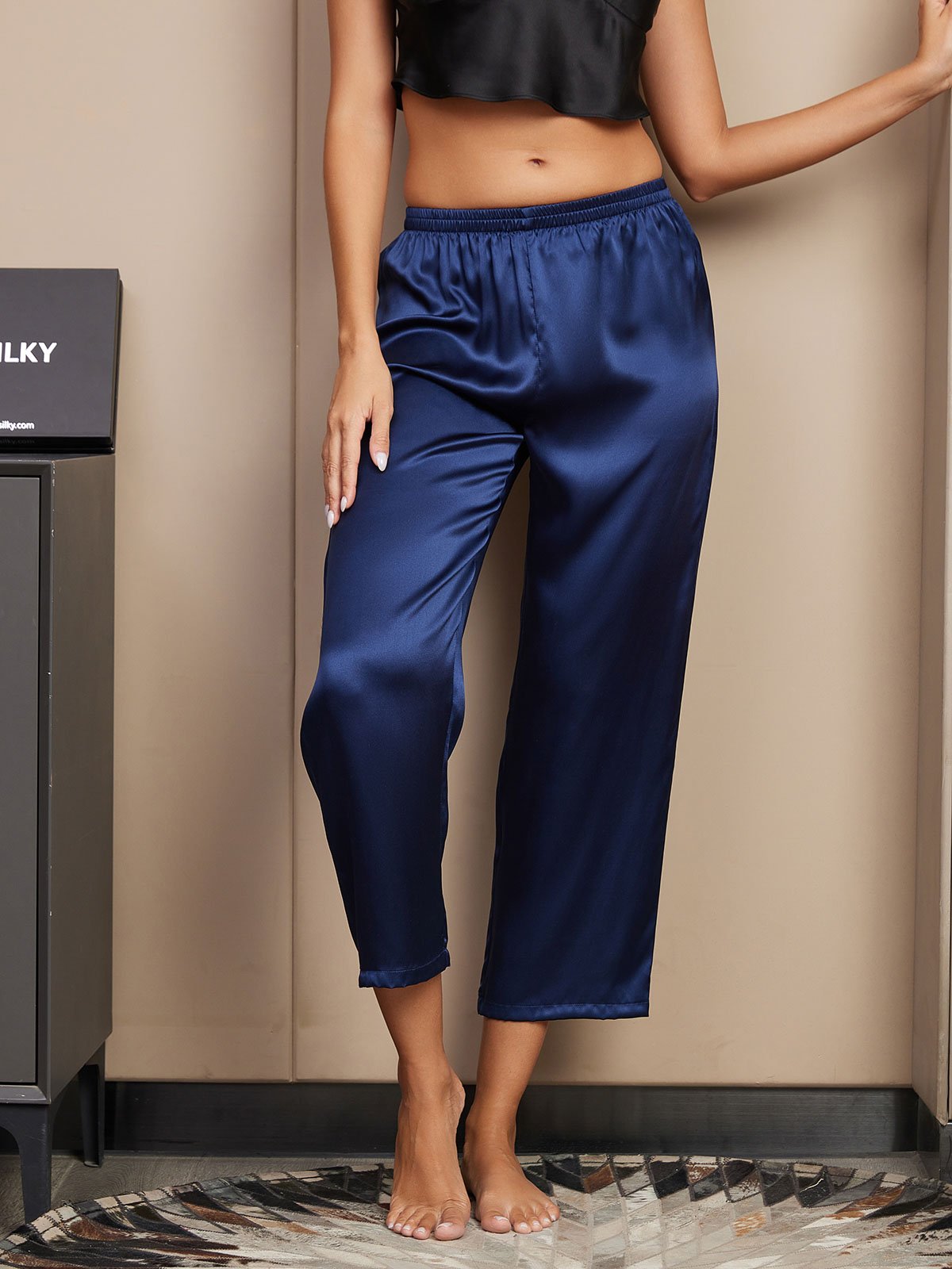 [Blu Scuro] SilkSilky-IT Seta pura Womens Sleep Bottoms 004